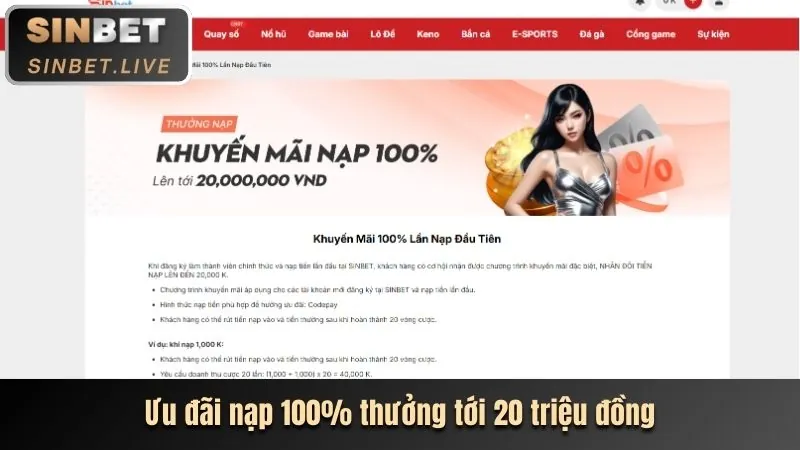 Chi tiết ưu đãi nạp tiền lần đầu tại 2bongcom Win